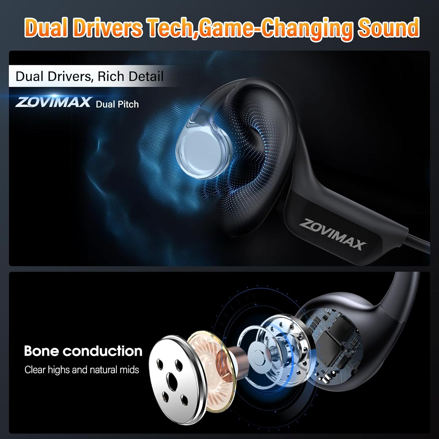 Open Ear Bluetooth Headphones with Game Mode encalife