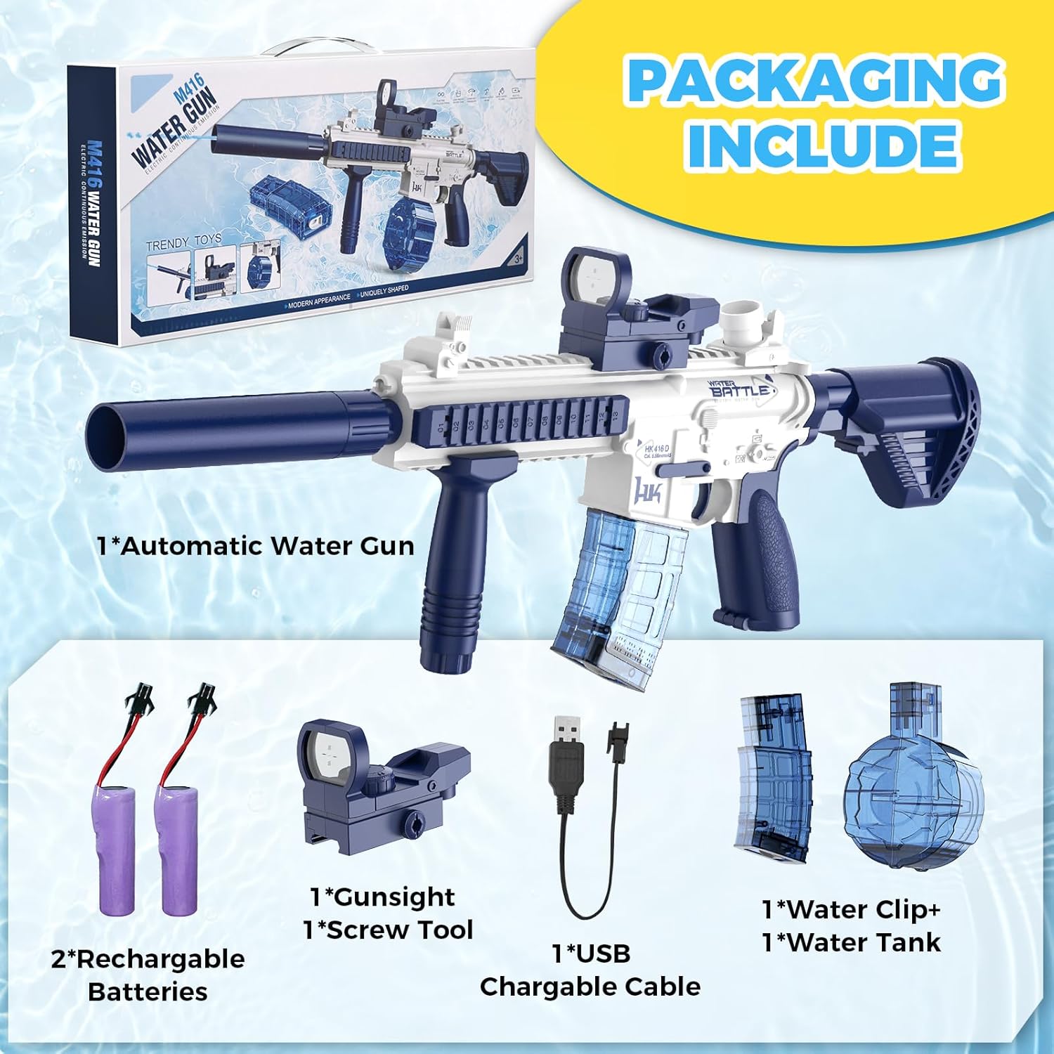 Electric Water Gun | Rechargeable Long Range Water Blaster Toy encalife