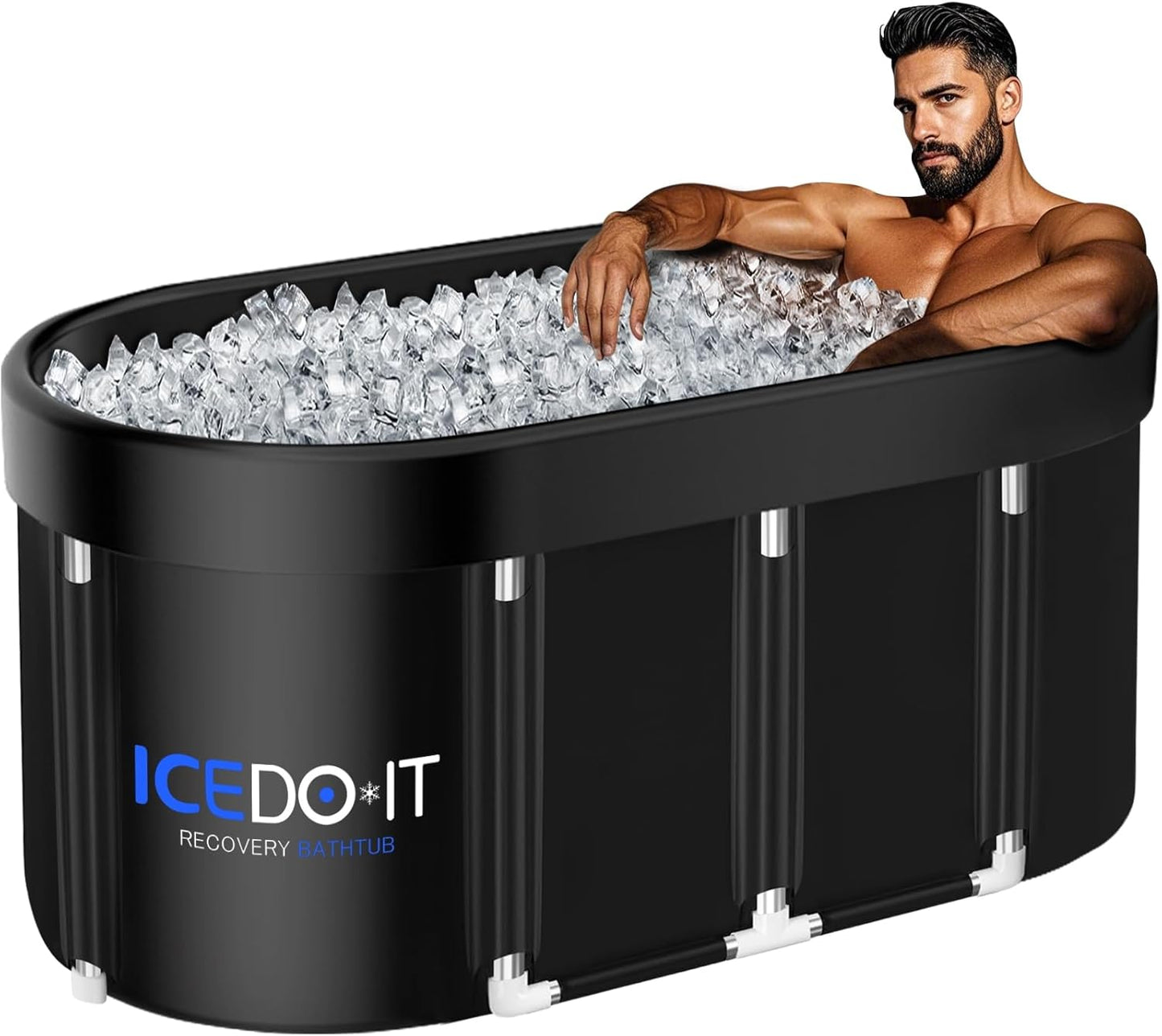 Portable 129 gallon oval cold plunge tub for home recovery