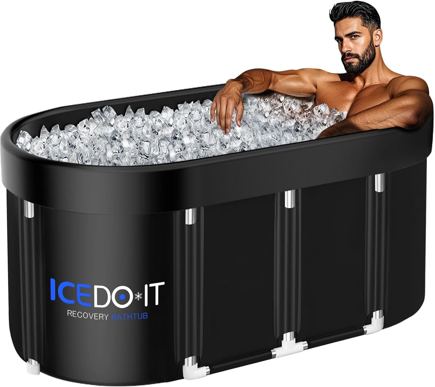 Portable 129 gallon oval cold plunge tub for home recovery