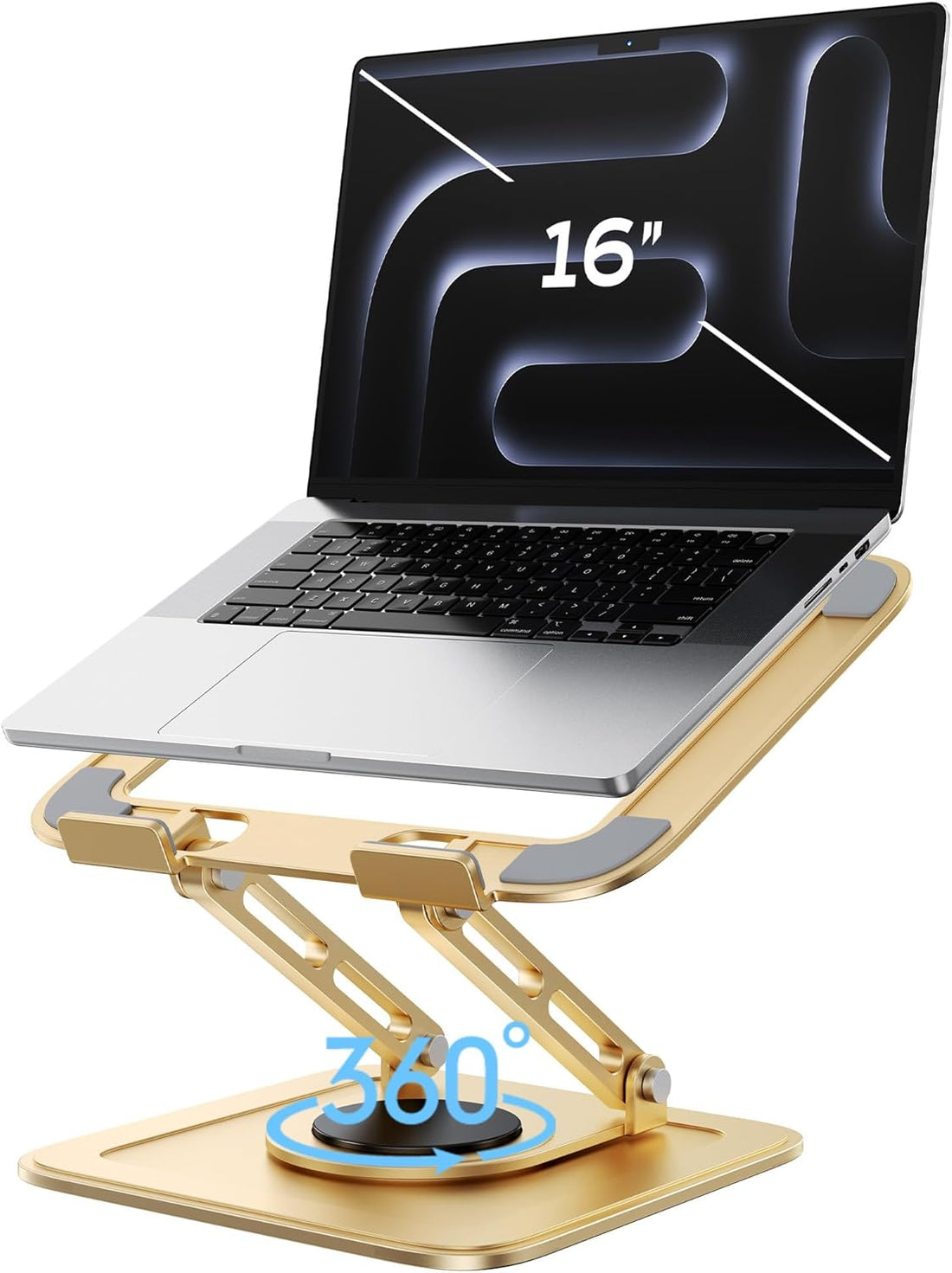 EncaLife rotating laptop stand with 360 degree swivel base adjustable ergonomic laptop riser for desk workspace