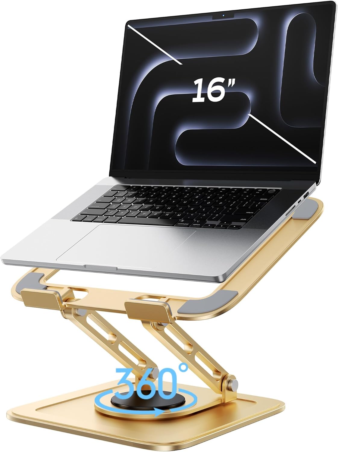 EncaLife rotating laptop stand with 360 degree swivel base adjustable ergonomic laptop riser for desk workspace