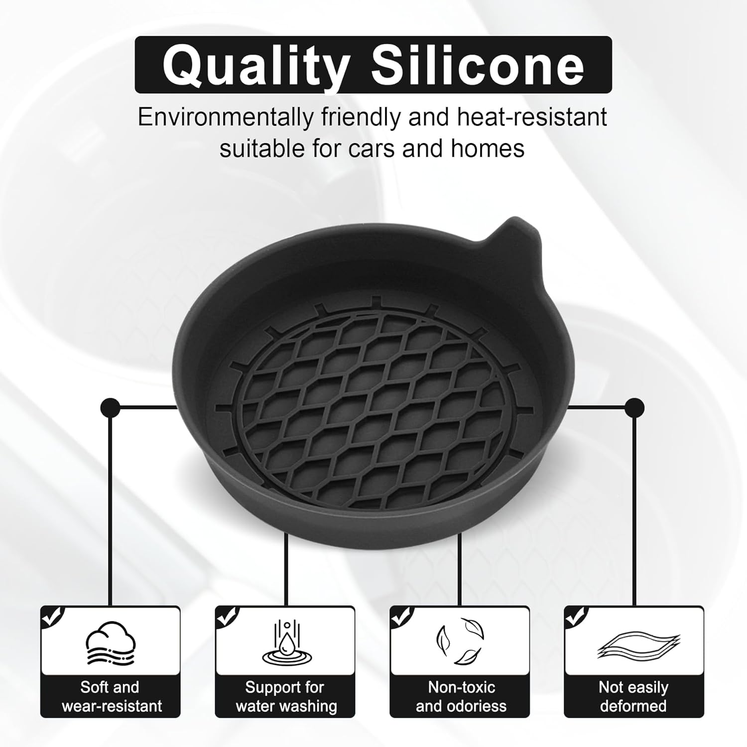 Car Cup Holder Coaster Silicone 4 Pack encalife