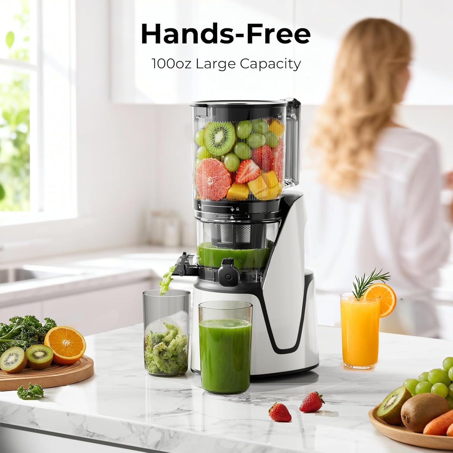 Electric Cold Press Juicer | 3-in-1 Wide Chute Juice Machine encalife