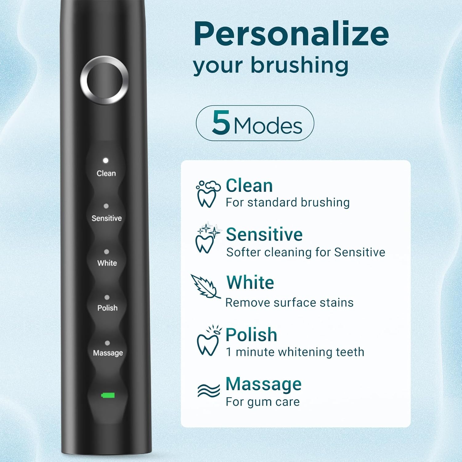EncaLife Sonic Electric Toothbrush – Rechargeable, 8 Brush Heads, Travel Case, Long Battery encalife