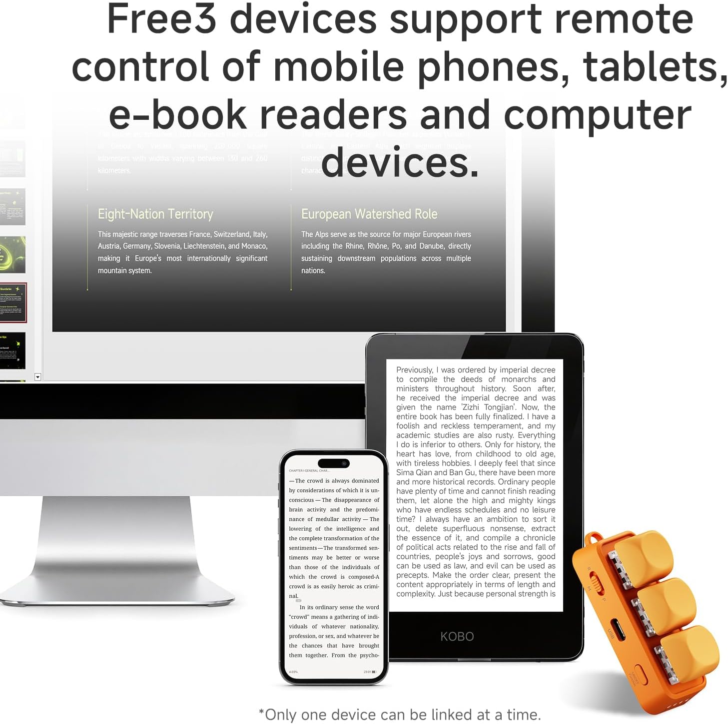 Bluetooth E-Reader Remote for Phones and Tablets encalife