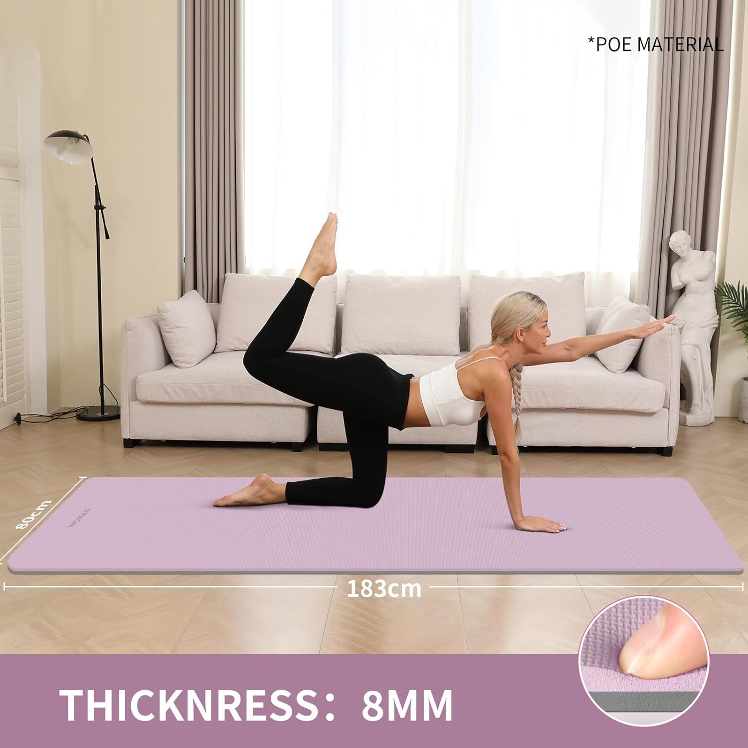 Extra Thick 8mm Wide Non-Slip Yoga Mat encalife