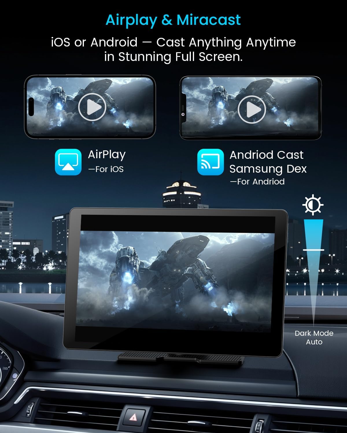 11 Inch Wireless Carplay Screen With Dash Camera encalife