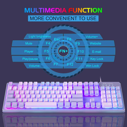 Gaming Keyboard Mouse Combo RGB Wired Set encalife