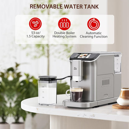 Automatic Espresso Maker with Grinder &amp; Milk Frother encalife