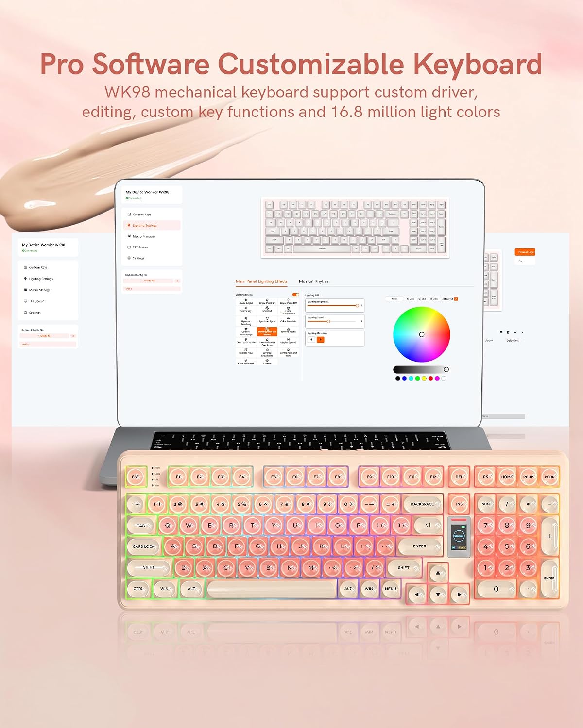 Pink RGB Gaming Mechanical Keyboard encalife