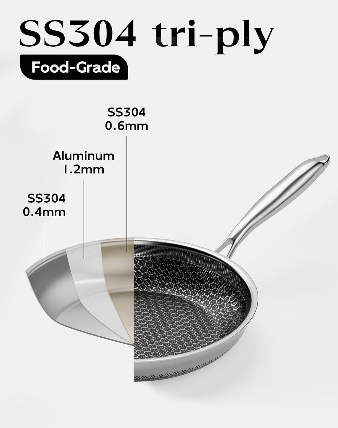 Non-Stick 10-Inch Stainless Steel Pan With Lid encalife