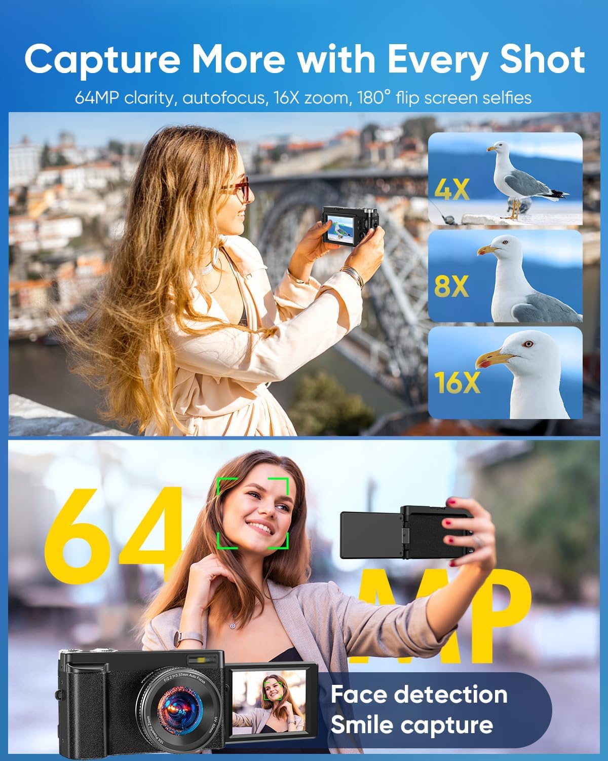 4K 64MP WiFi Vlogging Camera with Flip Screen encalife