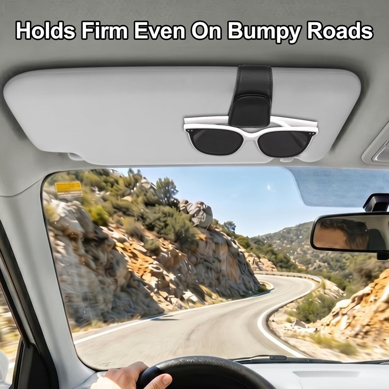 Magnetic Leather Sunglass Holder for Car Visor encalife