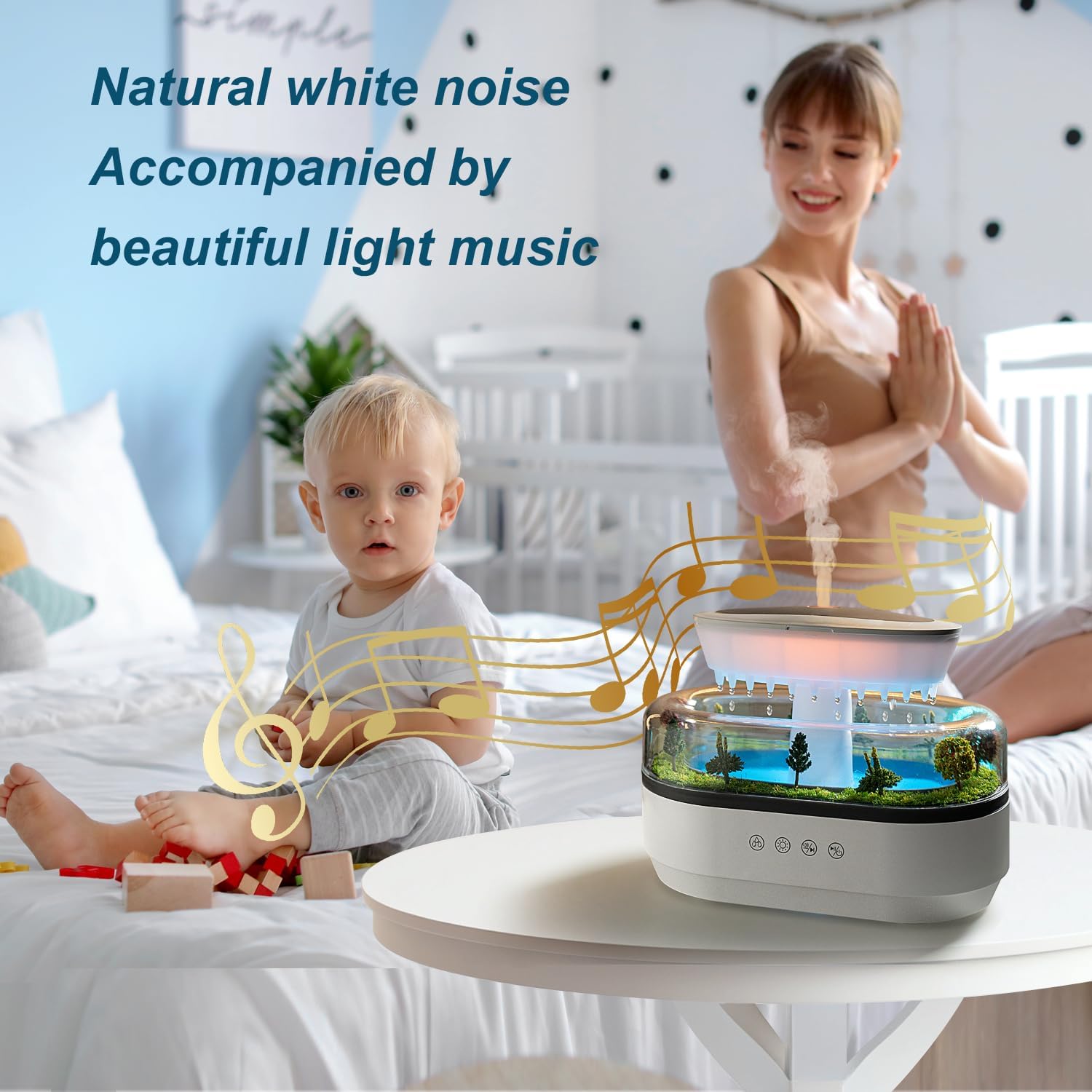 Rain Cloud Diffuser With LED Mist Sounds encalife
