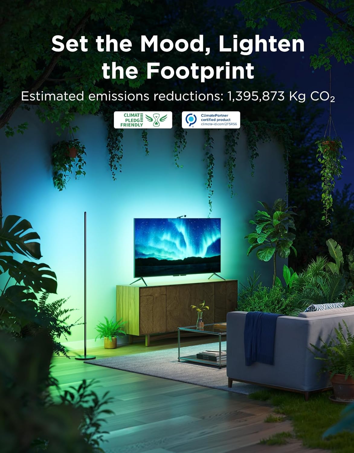 Smart RGBIC Corner Floor Lamp With Music Sync encalife