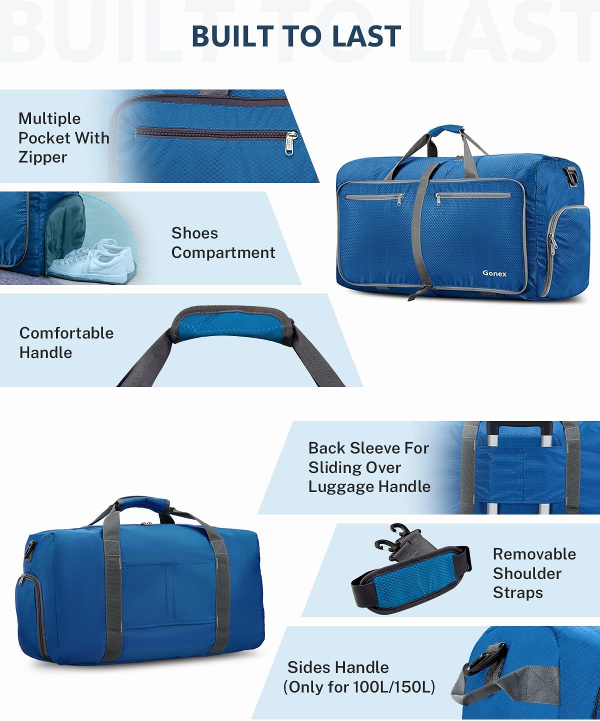 Foldable Travel Duffle with Shoe Compartment | Carry on luggage encalife