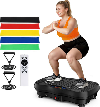 Full body vibration plate machine with resistance bands and remote control