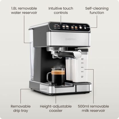 15‑Bar Espresso Machine with Built‑In Milk Frother encalife