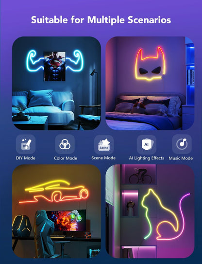 RGB Lighting Neon Rope Light 16.4ft encalife