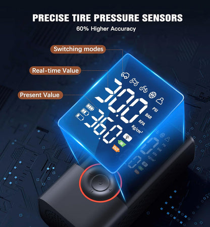Portable Cordless Tire Inflator With Digital Pressure Gauge encalife