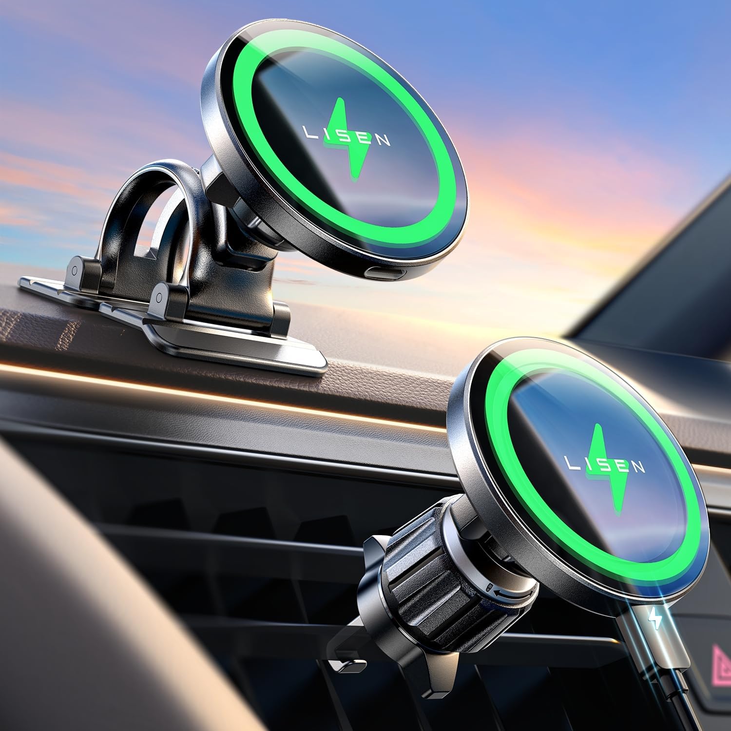 Magnetic MagSafe Car Phone Mount Charger 15W encalife