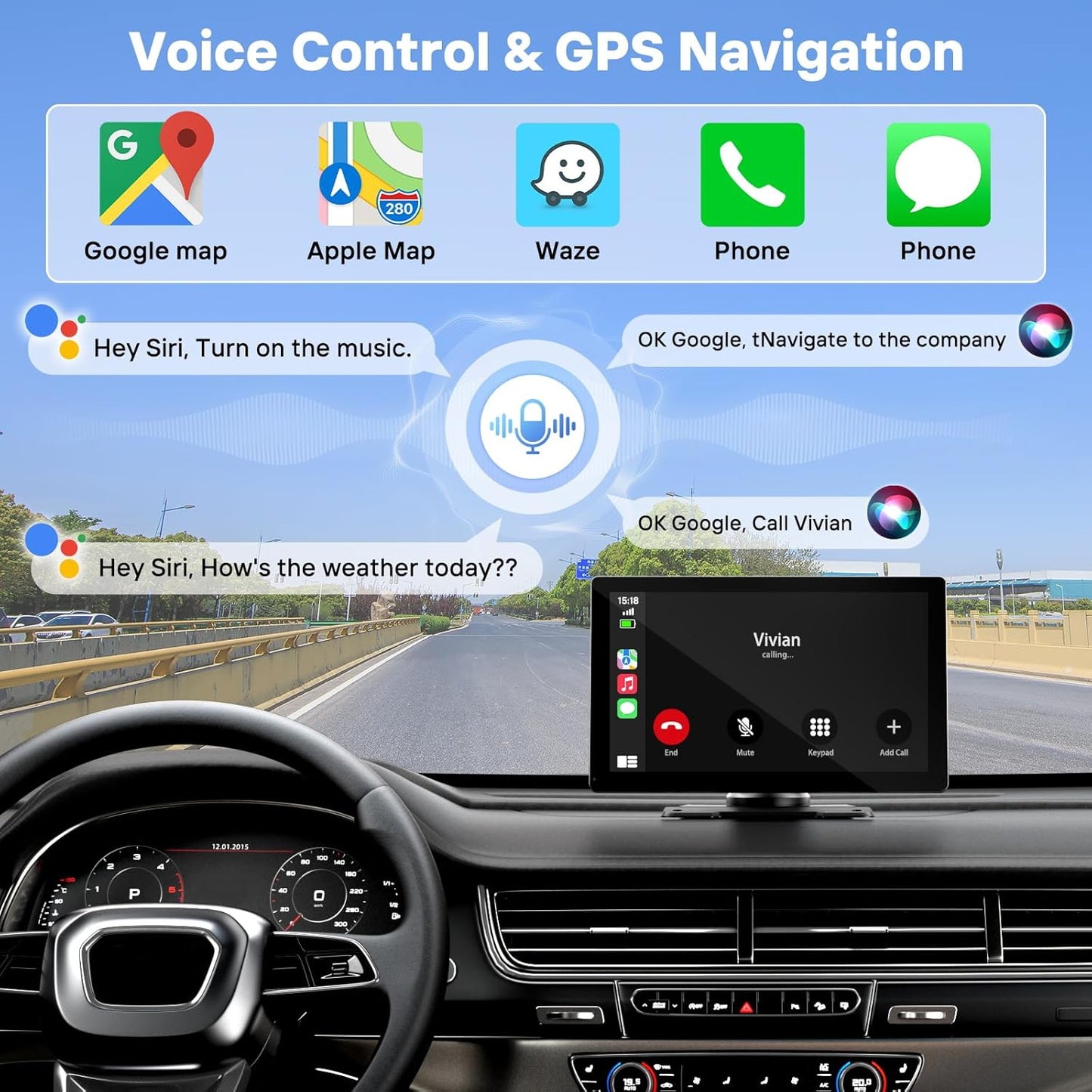 9 Inch Wireless Carplay Screen With Backup Camera encalife