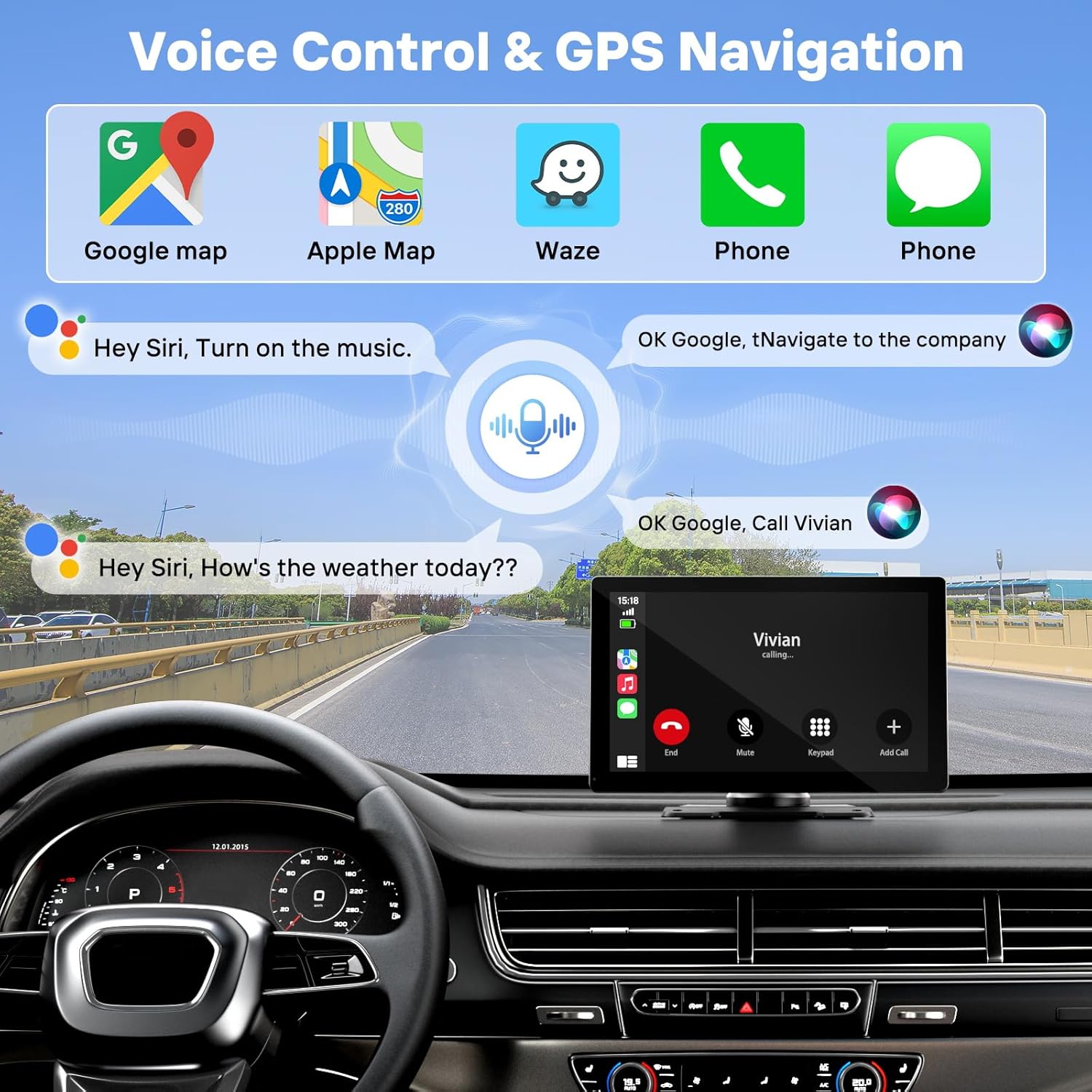 9 Inch Wireless Carplay Screen With Backup Camera encalife