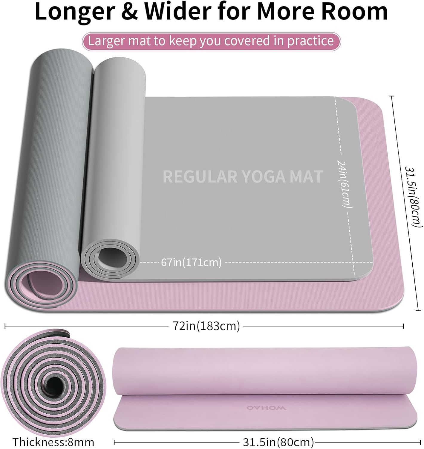 Extra Thick 8mm Wide Non-Slip Yoga Mat encalife