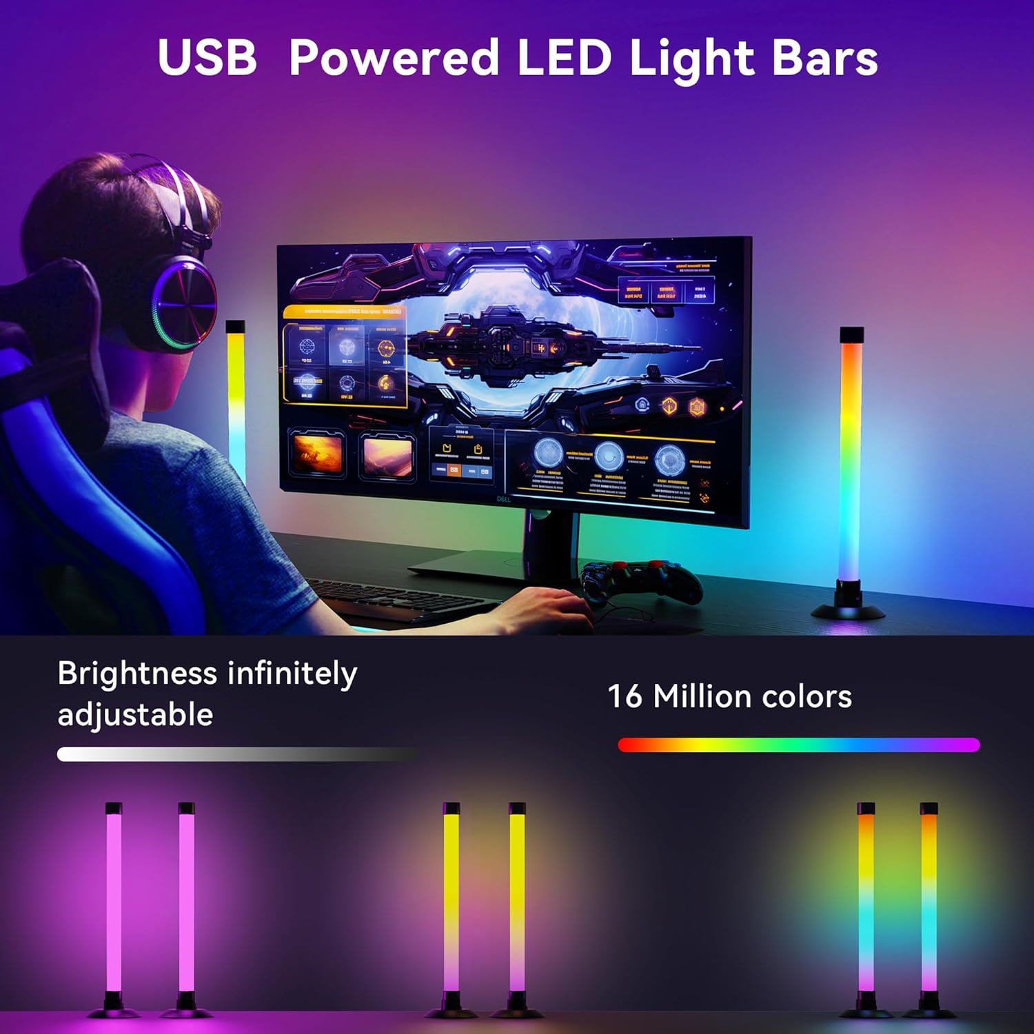 USB RGB Lighting Bars for TV Gaming Setups encalife