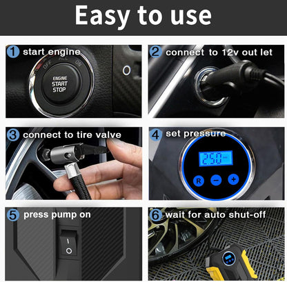 Carsun Digital Tire Inflator 150PSI Auto Pump encalife