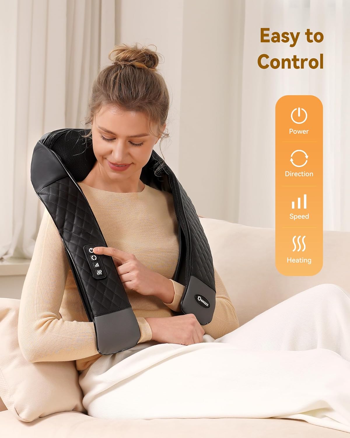 Neck & Back Massager I 4D Shiatsu with Heat encalife