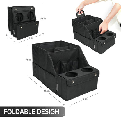 Foldable Car Seat Organizer with Cup Holders encalife