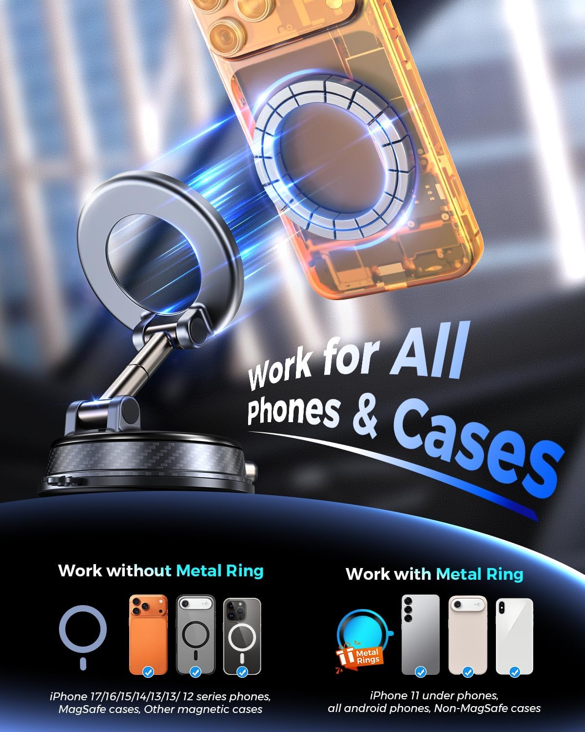 Magnetic MagSafe Car Phone Mount Vacuum Suction encalife
