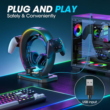 RGB Lighting Headset Controller Stand encalife