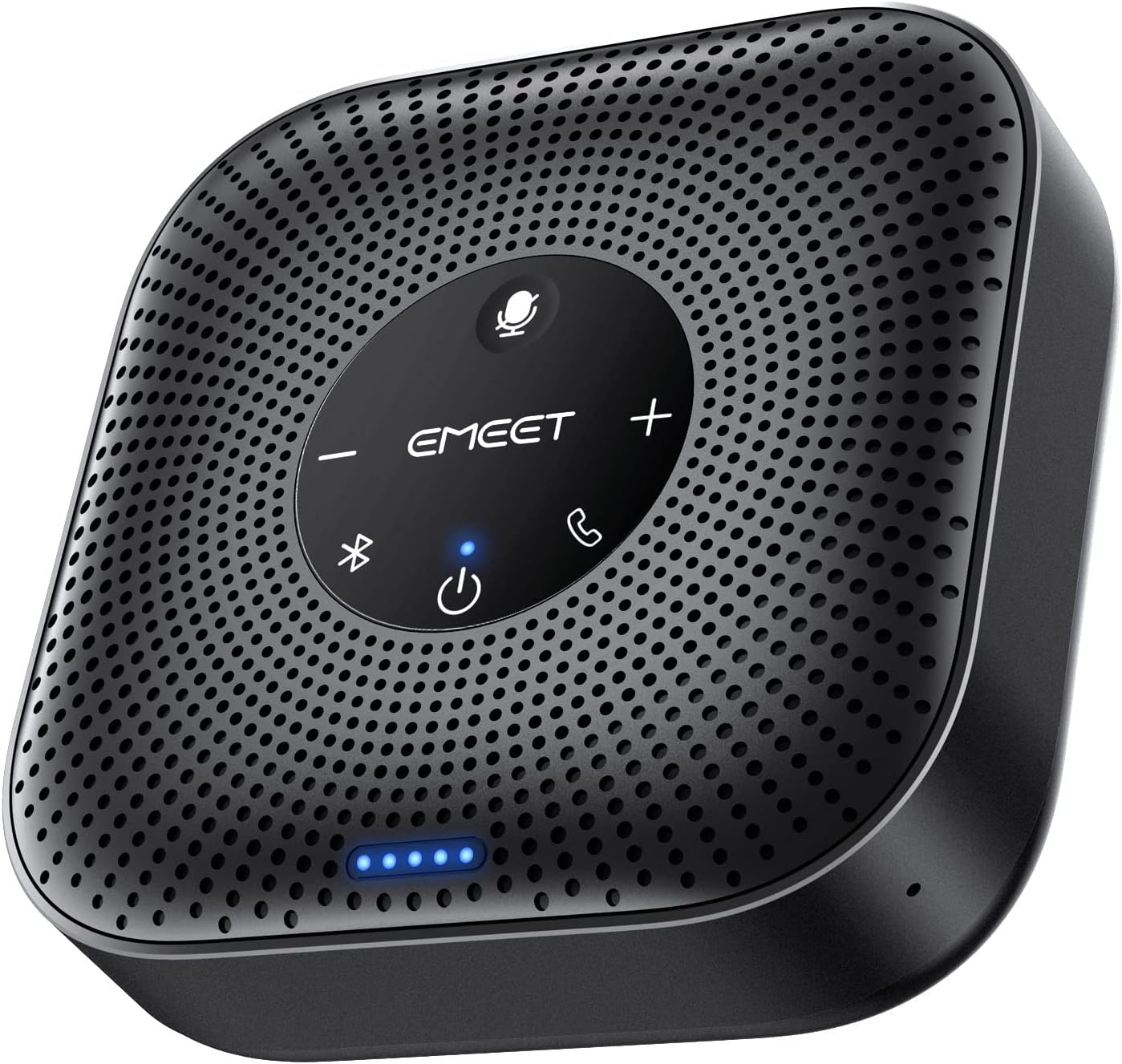 Portable conference speakerphone with four microphones and 360 degree voice pickup