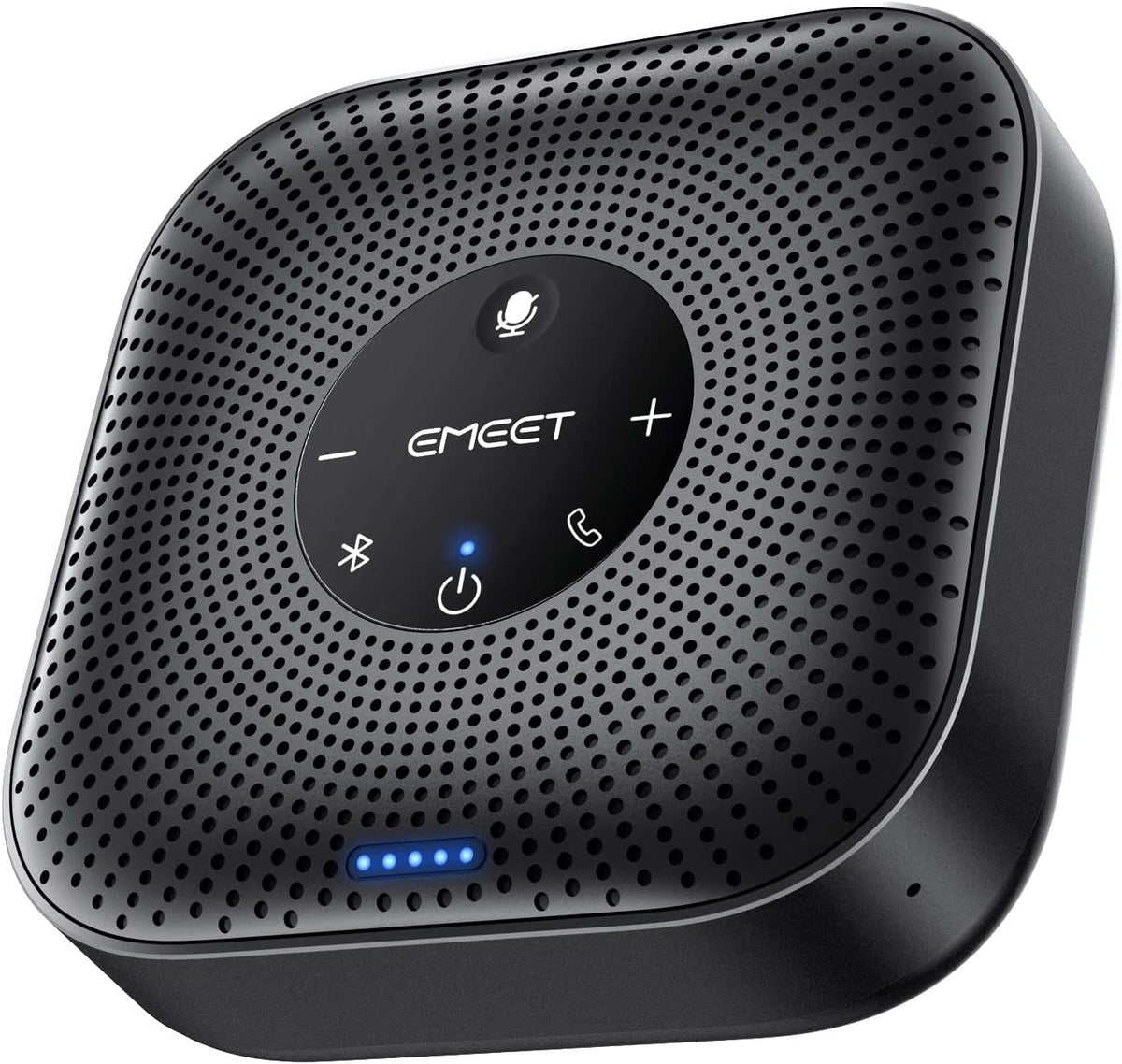 Portable conference speakerphone with four microphones and 360 degree voice pickup