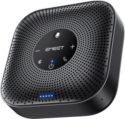 Portable conference speakerphone with four microphones and 360 degree voice pickup