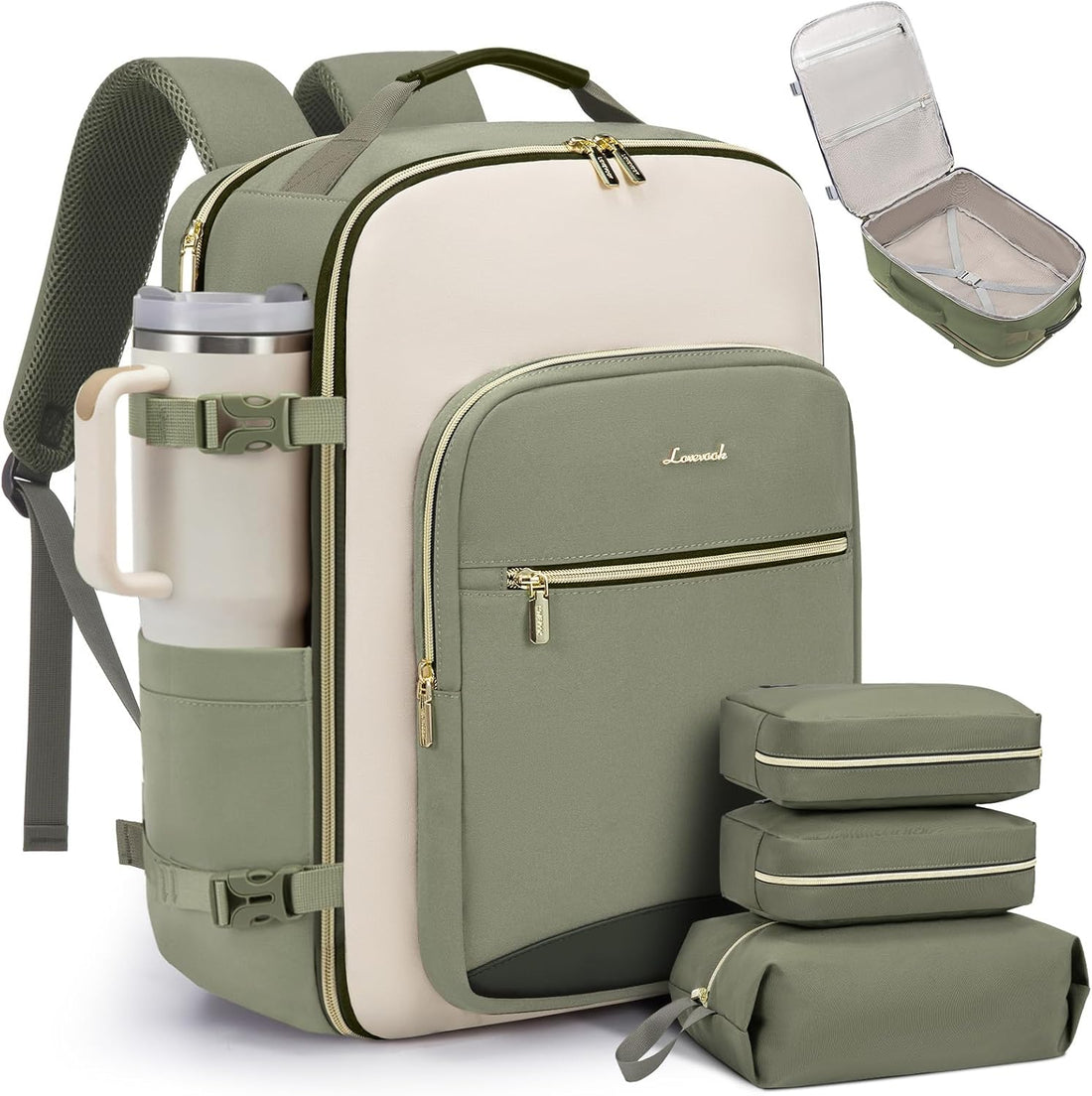 Carry on travel backpack with packing cubes