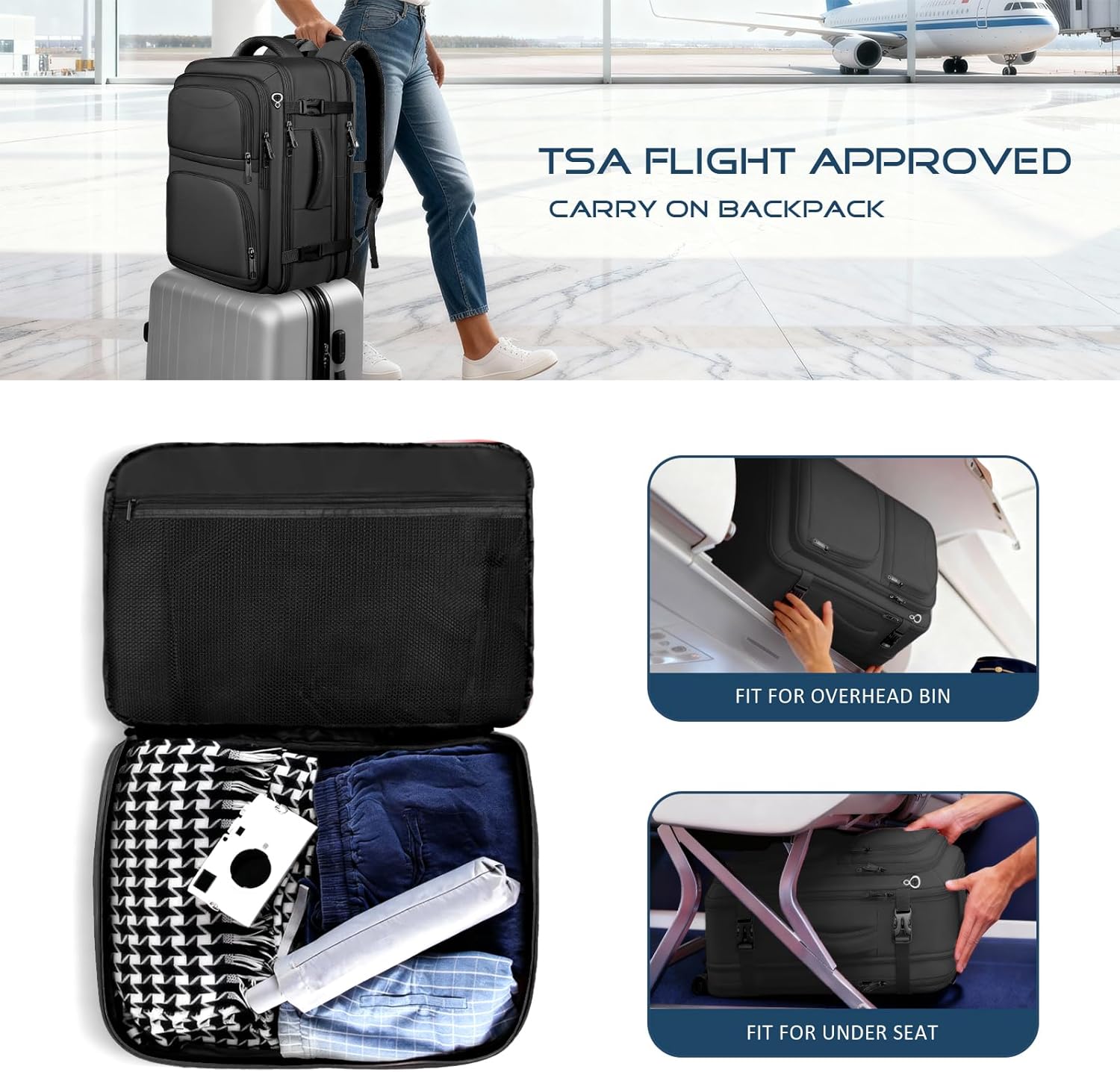 Expandable Travel Backpack Carry On Bag encalife