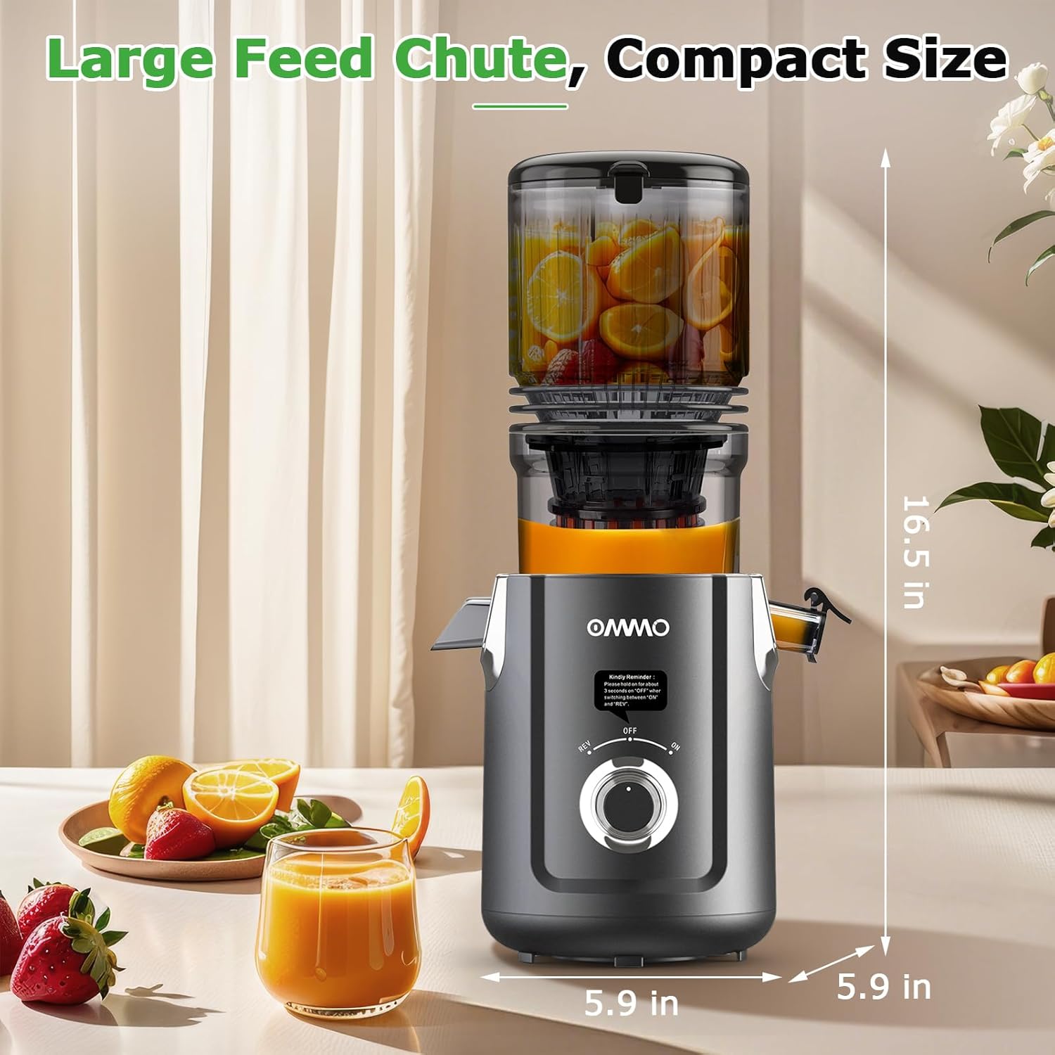 Electric Juicer Cold Press | 5.1” Wide Chute Slow Masticating encalife