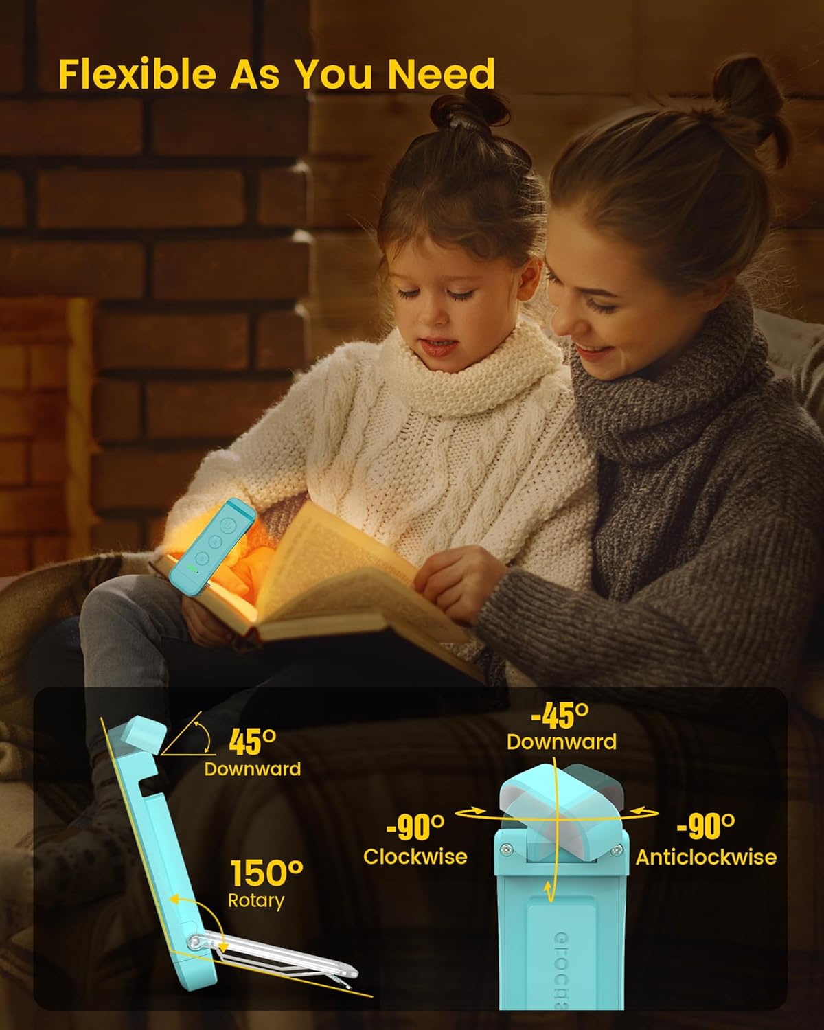 Rechargeable Clip-On Book Light With Adjustable Brightness encalife