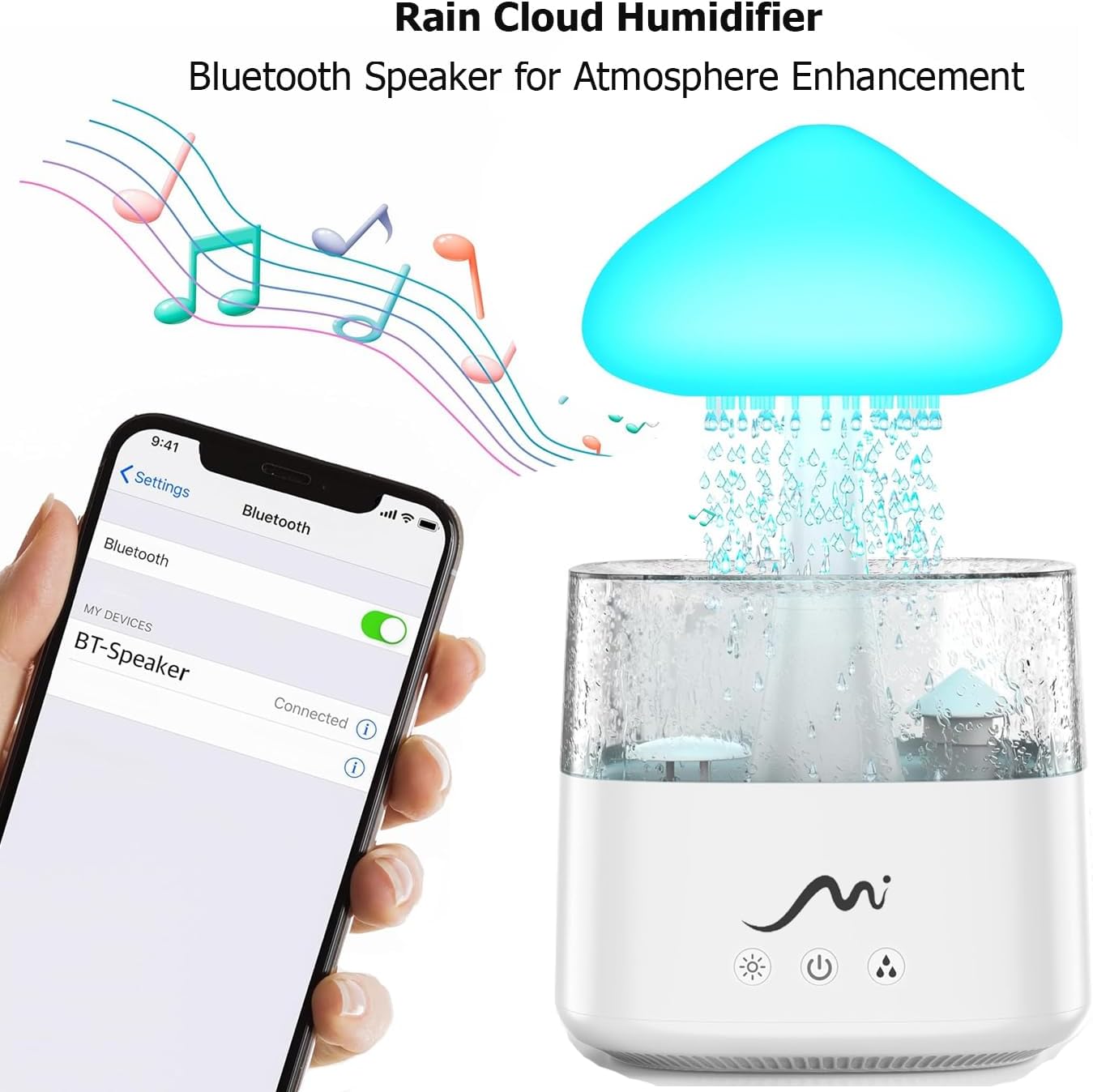 Rain Cloud Humidifier With Mist Light Speaker encalife