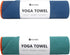 Non-slip hot yoga towel with grip dots, ultra-absorbent microfiber surface, lightweight design for Bikram, Pilates, and fitness workouts.