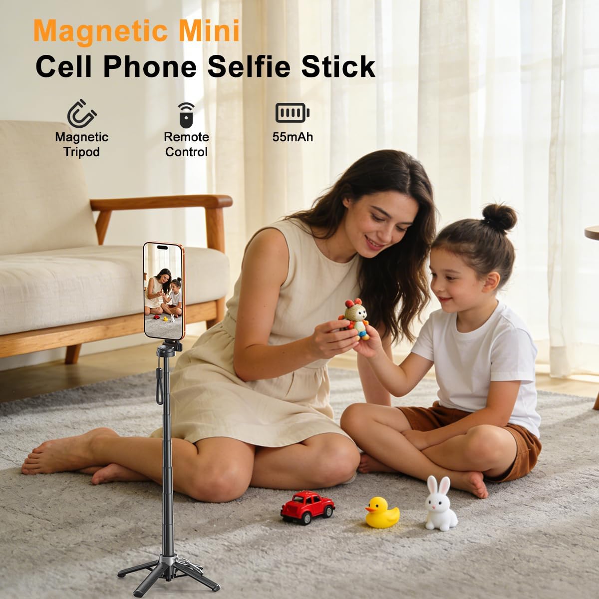 5-in-1 Magnetic Selfie Stick Tripod With Remote encalife