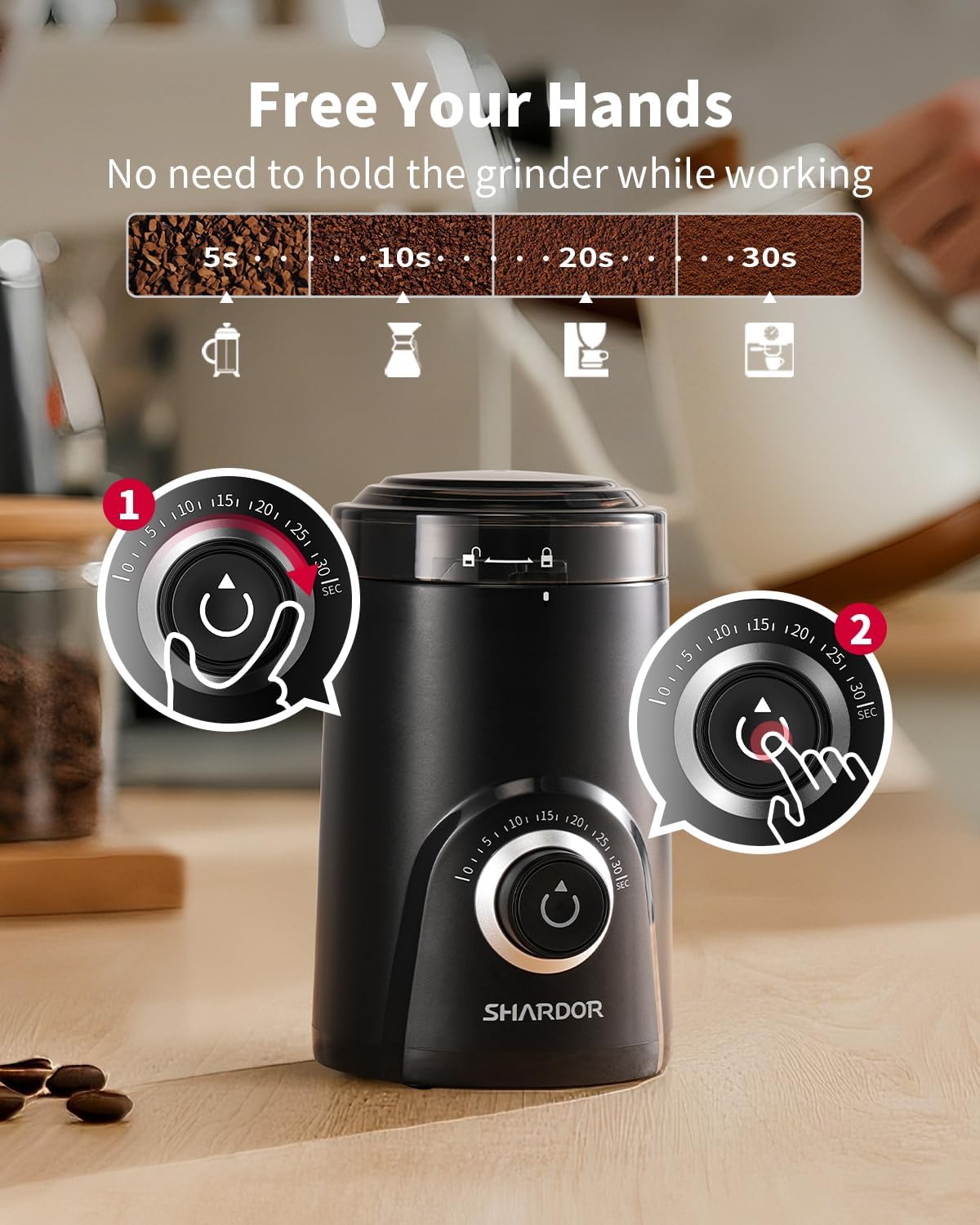 Quiet Electric Coffee Grinder – 70g encalife