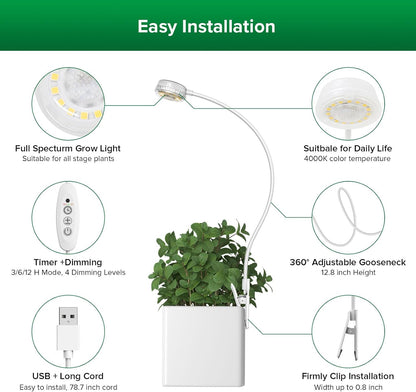 Grow Light For Indoor Plants | Pot Clip Full Spectrum encalife