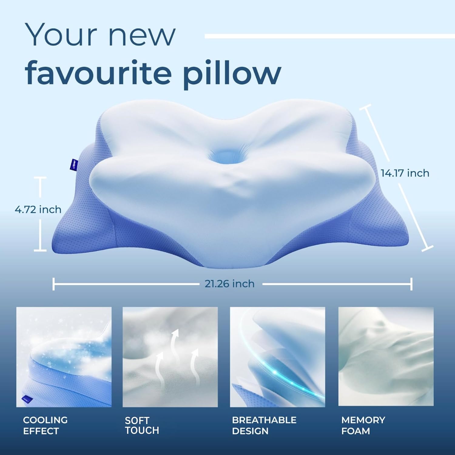 Cooling Memory Foam Pillow for Neck Support encalife