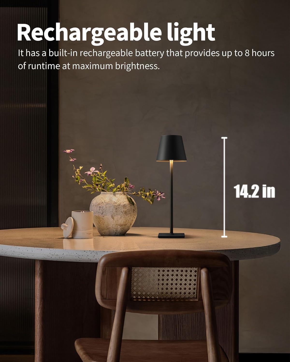 Two Cordless Rechargeable Table Lamps With Touch Dimming encalife