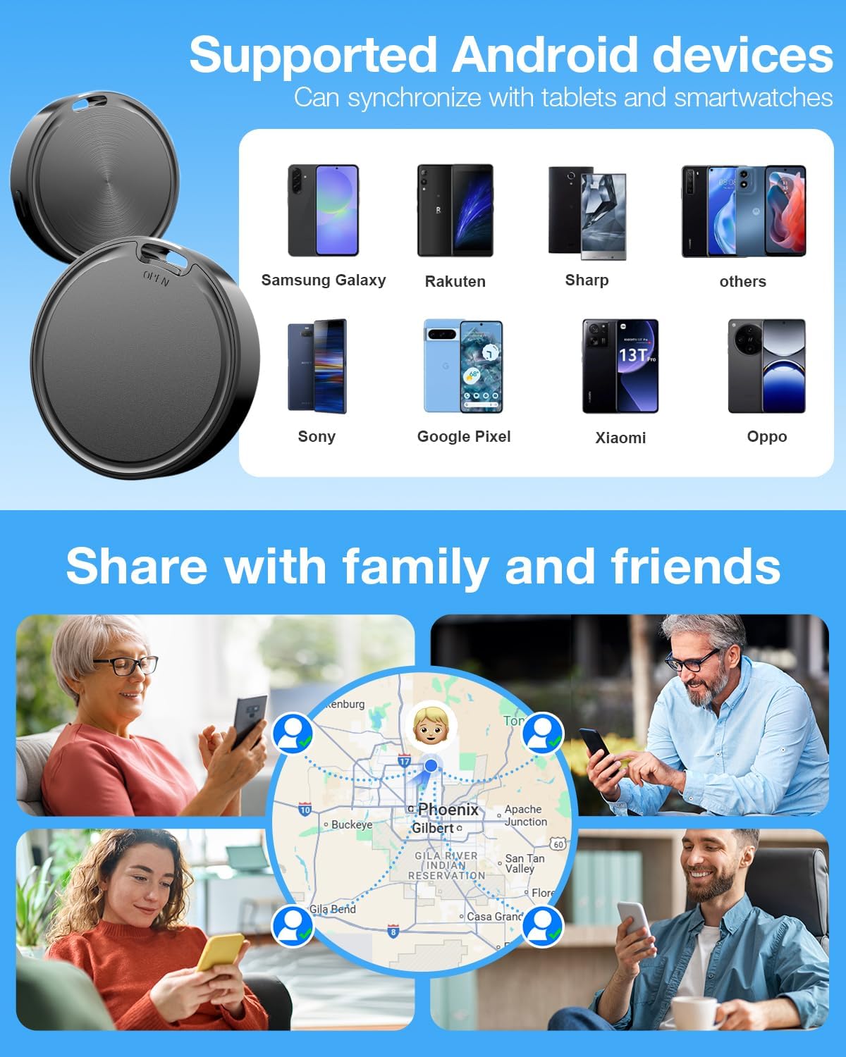 GPS Smart Tracker Tags Android Air Tag Alternative 4 Pack encalife
